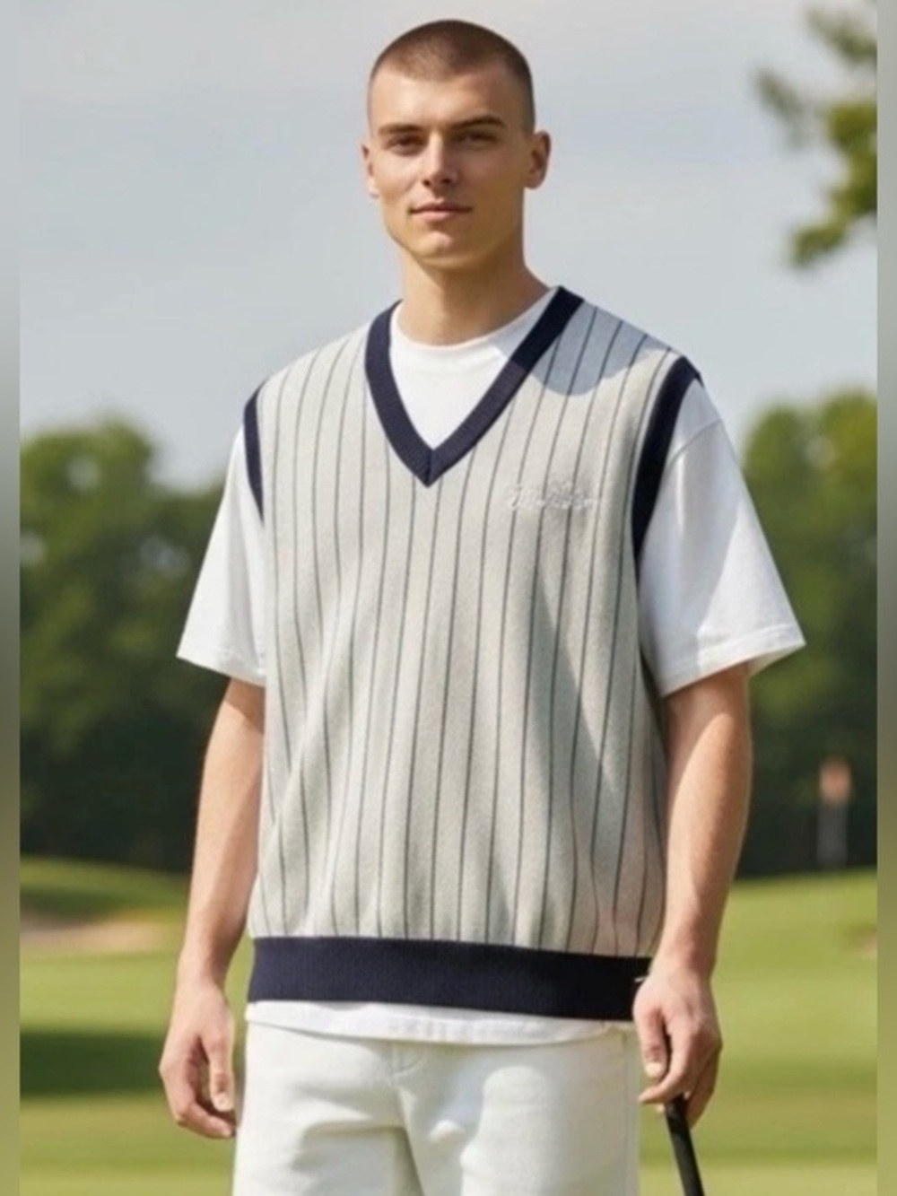 Bogey‎ Boys Macklemore Pinstripe Sweater Vest Golfcore Streetwear preppy various